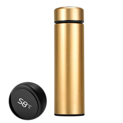 The LED Temperature Display Thermos Bottle being used at a family gathering with food.