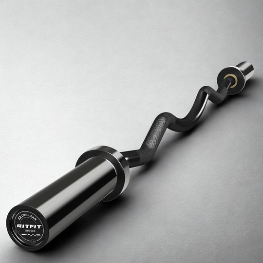 RitFit 2-Inch EZ Curl Bar with Weights for Bicep &amp; Tricep Strength Training | 350LB Olympic Barbell Set | DreamchaserHQ