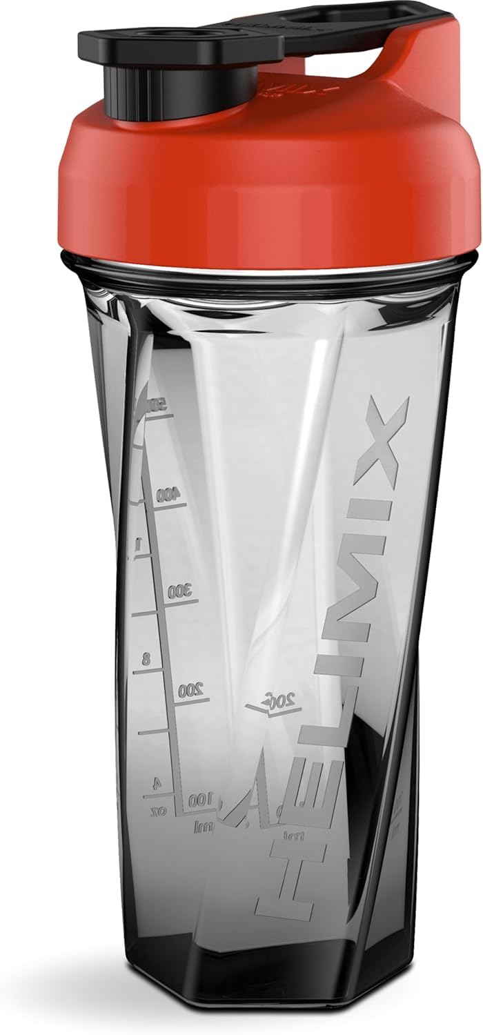 Different views of HELIMIX 2.0 portable blender bottle emphasizing its capacity and sleek look.