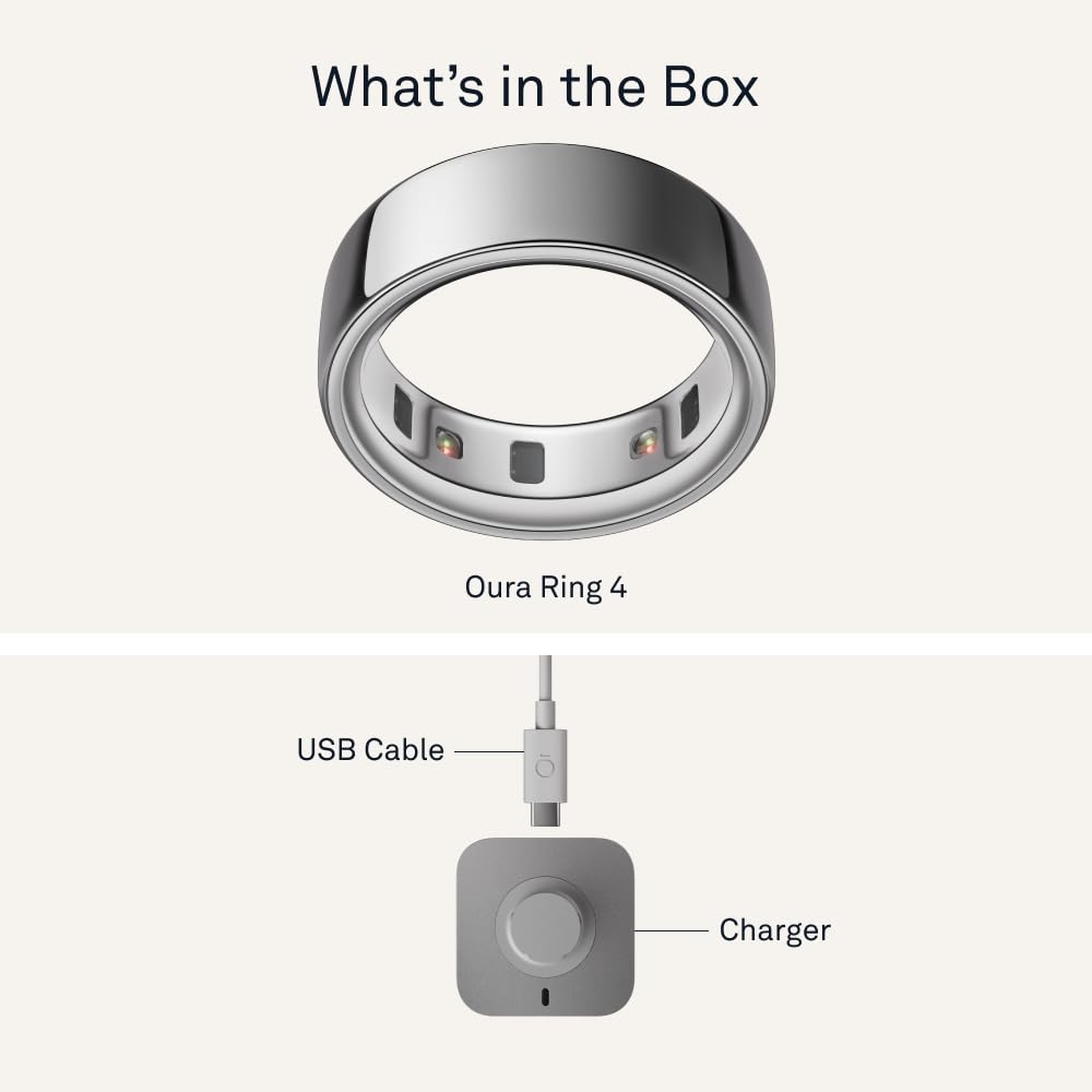 Oura Ring 4 - Silver - Size 10 - Smart Ring - Size First with Oura Ring 4 Sizing Kit - Sleep Tracking Wearable - Heart Rate - Fitness Tracker - Dreamchaser Headquarters