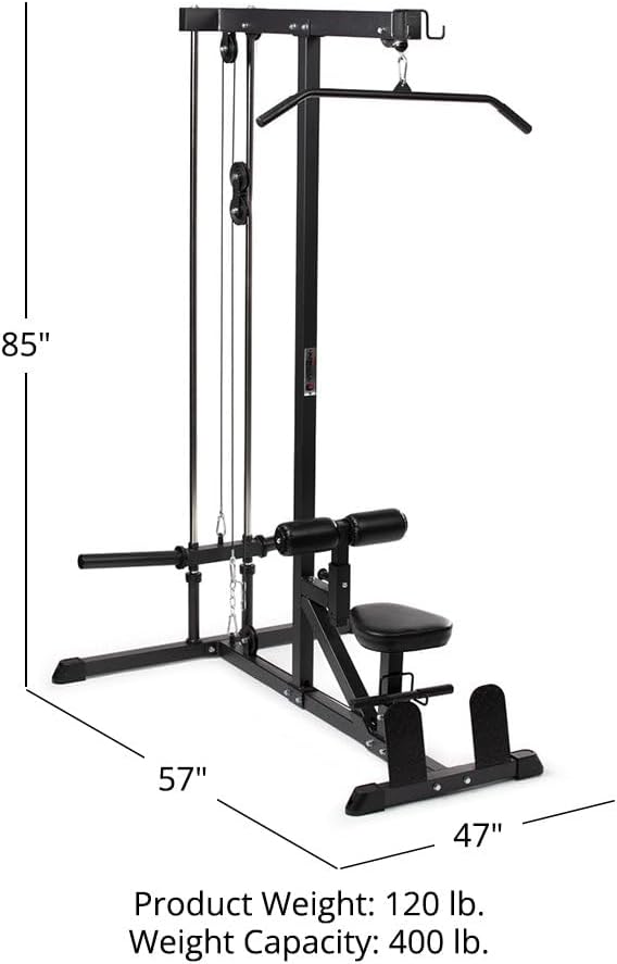 Titan Fitness Plate-Loaded LAT Tower for Back, Shoulder &amp; Upper Body Strength Training | 400LB Cable Pulldown &amp; Low Row Machine | DreamchaserHQ