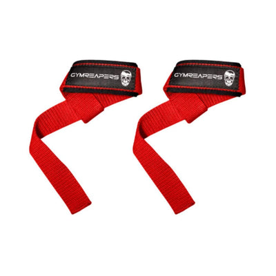 Padded neoprene Gymreapers weightlifting wrist straps ideal for enhancing grip while training hard at the gym.
