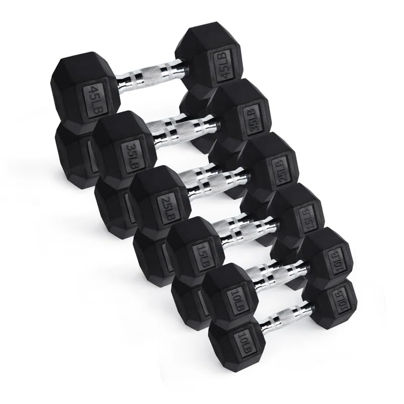 Rubber Hex Dumbbell Set for Full Body Strength Training | DreamChaserHQ