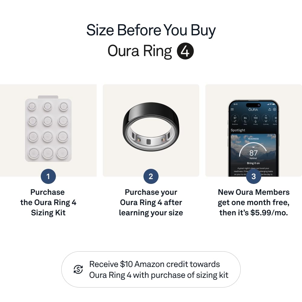 Oura Ring 4 - Silver - Size 10 - Smart Ring - Size First with Oura Ring 4 Sizing Kit - Sleep Tracking Wearable - Heart Rate - Fitness Tracker - Dreamchaser Headquarters