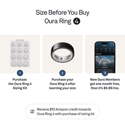 Oura Ring 4 - Silver - Size 10 - Smart Ring - Size First with Oura Ring 4 Sizing Kit - Sleep Tracking Wearable - Heart Rate - Fitness Tracker - Dreamchaser Headquarters