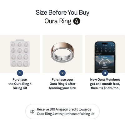 Oura Ring 4 - Silver - Size 10 - Smart Ring - Size First with Oura Ring 4 Sizing Kit - Sleep Tracking Wearable - Heart Rate - Fitness Tracker - Dreamchaser Headquarters