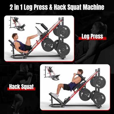 Dripex Leg Press Machine, Leg Press Machines for Home Gym, Professional Leg Press Hack Squat Machine Combo with 4 Weight Plate Storage Holders for Full Lower Body Workout - Dreamchaser Headquarters
