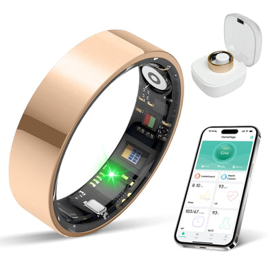 Smart Health Ring for Women & Men Fitness Tracker with Heart Rate, Blood Pressure,Blood Oxygen,Step Counting, Sleep Monitoring,IP68 Waterproof for iPhone and Android, No Subscription Fee (Black, 9) - Dreamchaser Headquarters