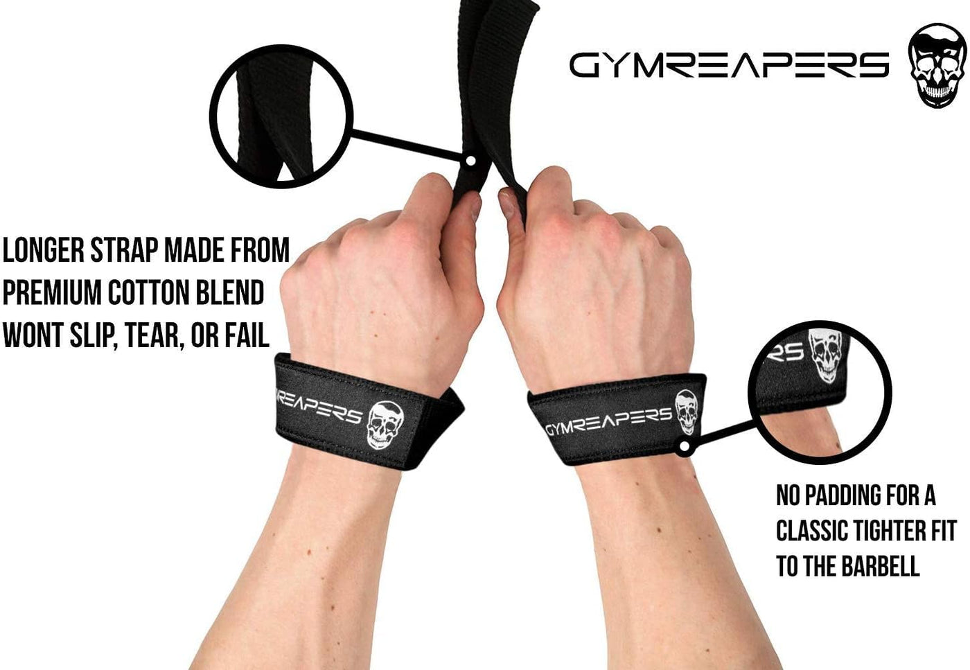 User demonstrating the Gymreapers lifting wrist straps around a bar during a strength training workout.