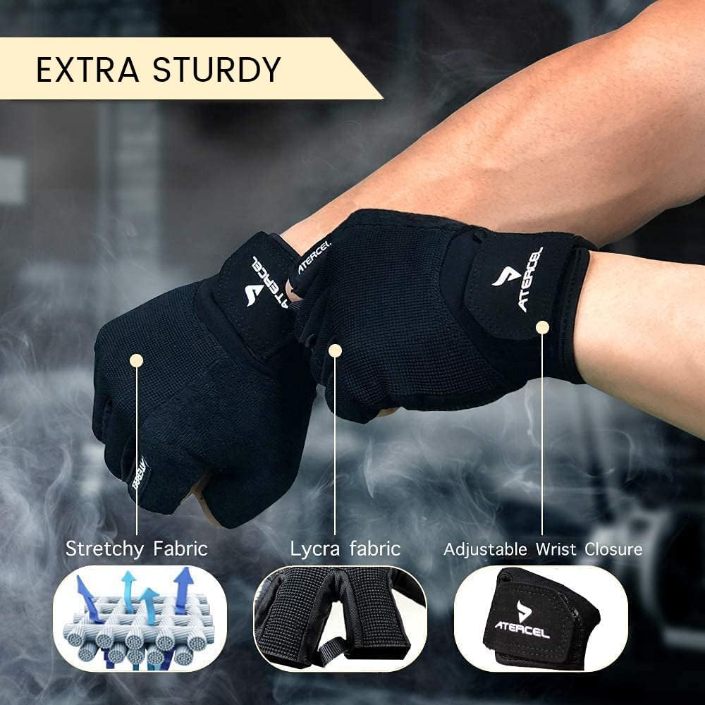 Person wearing ATERCEL Workout Gloves during a gym workout, demonstrating perfect workout gloves for weight lifting.