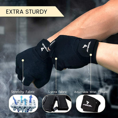 Person wearing ATERCEL Workout Gloves during a gym workout, demonstrating perfect workout gloves for weight lifting.
