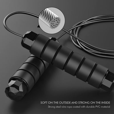 Tangle-free jump rope showcasing its sleek design and high-quality construction for effective cardiovascular workouts.