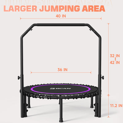 BCAN 40" Fitness Trampoline With Handle - Adjustable Foam, 450 LBS Capacity, Portable & Quiet - Green - Dreamchaser Headquarters