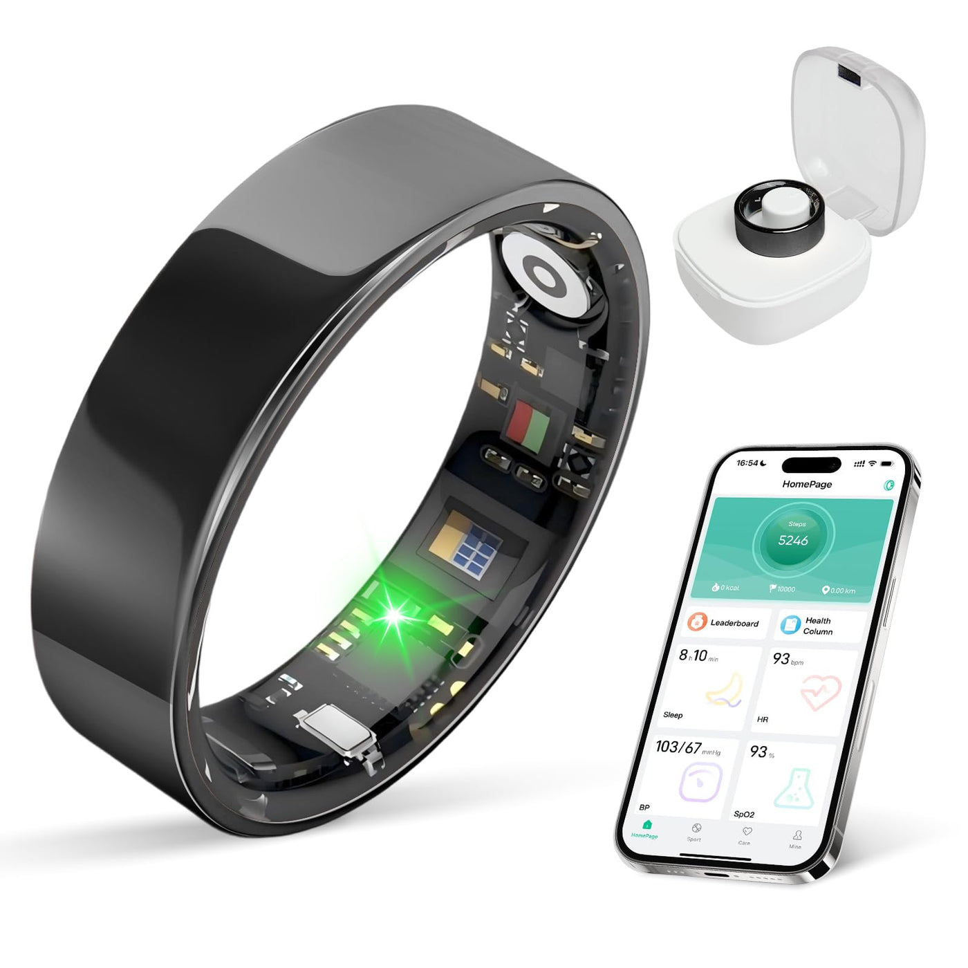 Smart Health Ring for Women & Men Fitness Tracker with Heart Rate, Blood Pressure,Blood Oxygen,Step Counting, Sleep Monitoring,IP68 Waterproof for iPhone and Android, No Subscription Fee (Black, 9) - Dreamchaser Headquarters