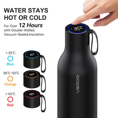 VSITOO 33 oz Smart Self-Cleaning Water Bottle,Stainless Steel Vacuum Flask,BPA-Free, One-Touch Clean,30-Day Battery, Magnetic Charging,Portable Bottle for Travel,Gym or Office,Black - Dreamchaser Headquarters
