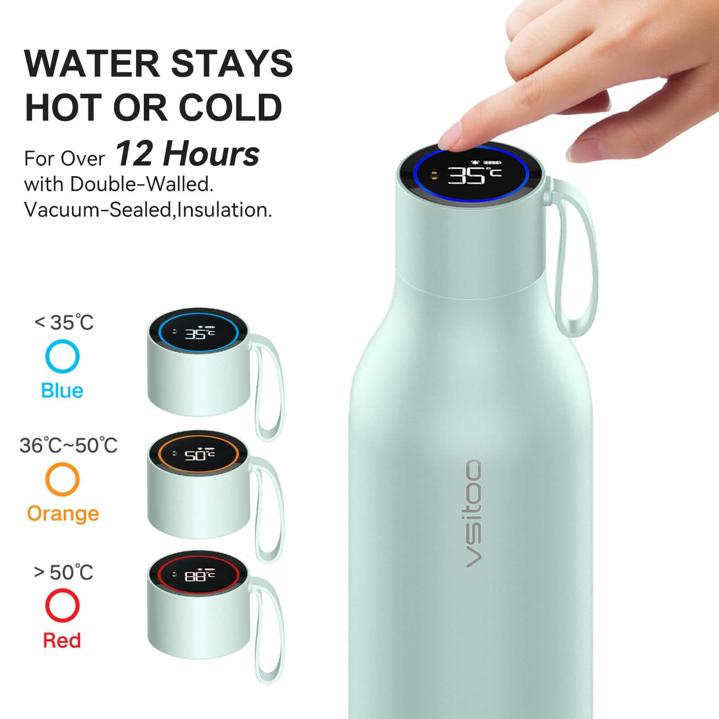 VSITOO 33 oz Smart Self-Cleaning Water Bottle,Stainless Steel Vacuum Flask,BPA-Free, One-Touch Clean,30-Day Battery, Magnetic Charging,Portable Bottle for Travel,Gym or Office,Black - Dreamchaser Headquarters