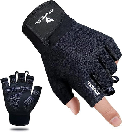 Side view of a user lifting weights with ATERCEL Workout Gloves, representing the best workout gloves for weight lifting.