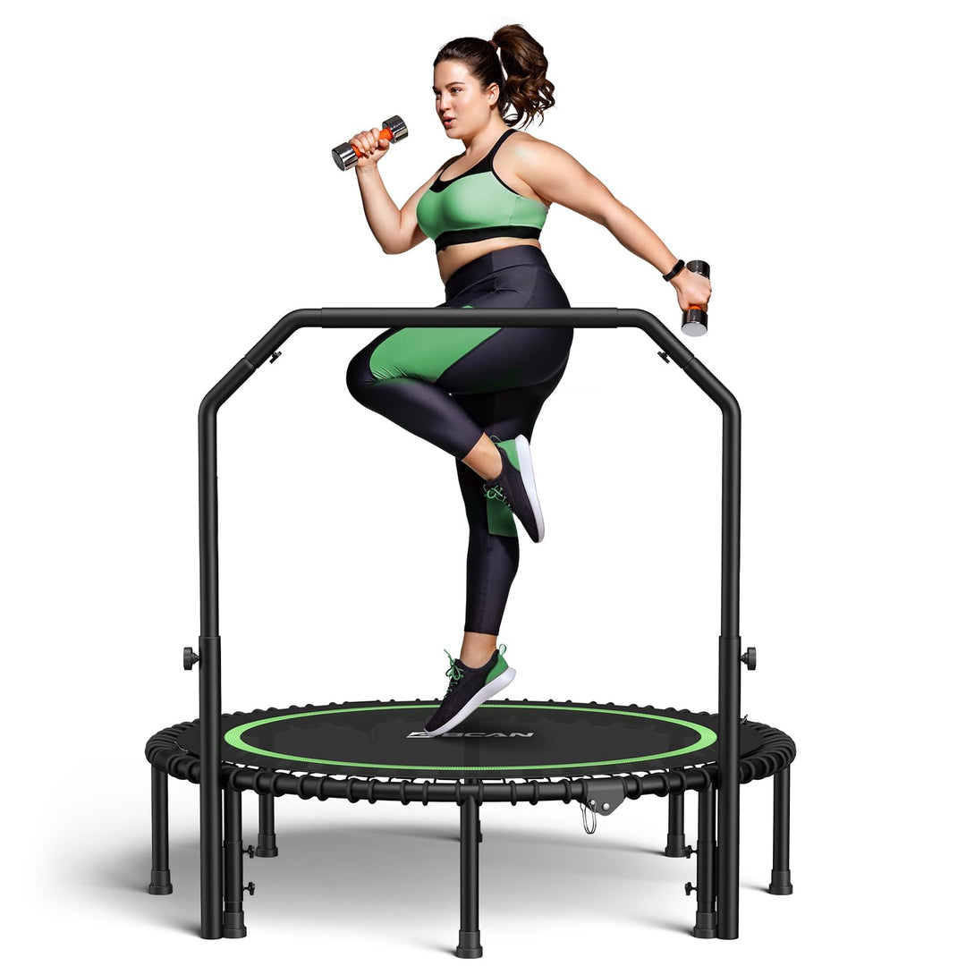BCAN 40" Fitness Trampoline With Handle - Adjustable Foam, 450 LBS Capacity, Portable &amp; Quiet - Green - Dreamchaser Headquarters