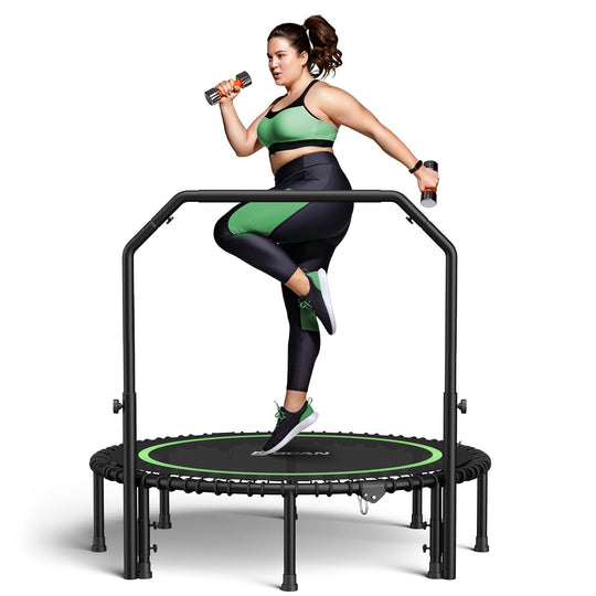 BCAN 40" Fitness Trampoline With Handle - Adjustable Foam, 450 LBS Capacity, Portable &amp; Quiet - Green - Dreamchaser Headquarters