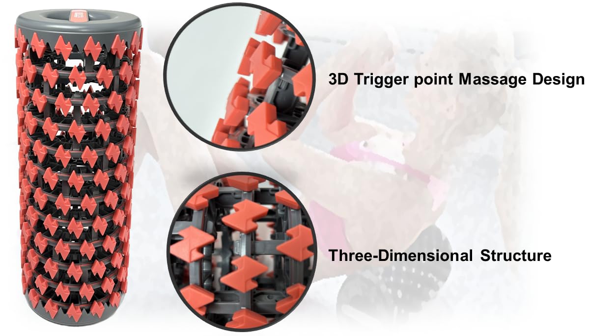 Different angles of the collapsible foam roller, showcasing its design and features for effective muscle recovery.