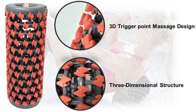 Different angles of the collapsible foam roller, showcasing its design and features for effective muscle recovery.