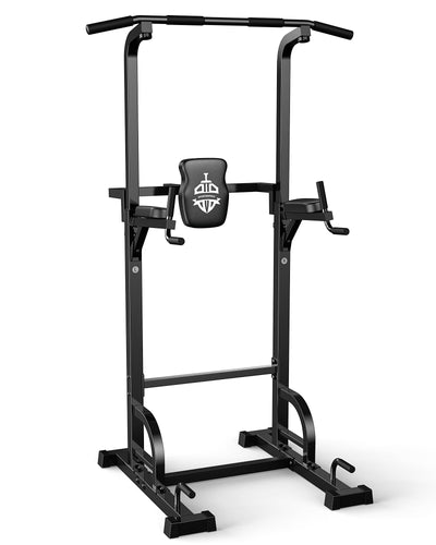 Sportsroyals Power Tower Dip Station showcasing the sturdy pull up bar for home gym workouts, supporting up to 450LBS.