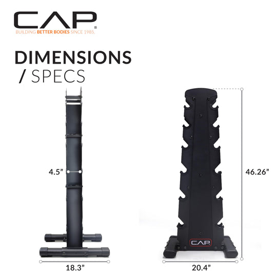 CAP Barbell 150 LB Hex Dumbbells with Rack - Space-Saving Design, Durable Rubber Coating, Versatile for Home Gym - Dreamchaser Headquarters