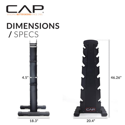 CAP Barbell 150 LB Hex Dumbbells with Rack - Space-Saving Design, Durable Rubber Coating, Versatile for Home Gym - Dreamchaser Headquarters