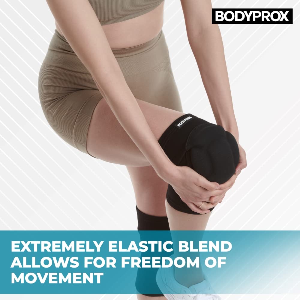 Bodyprox Protective Knee Pads in action, demonstrating their ability to prevent knee injuries during exercises.