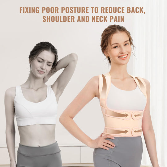 Fit Geno Back Brace highlighting its four removable support rods for back pain correction.