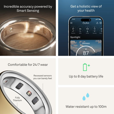 Oura Ring 4 - Silver - Size 10 - Smart Ring - Size First with Oura Ring 4 Sizing Kit - Sleep Tracking Wearable - Heart Rate - Fitness Tracker - Dreamchaser Headquarters