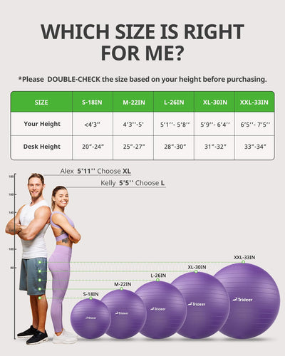 Trideer Yoga Ball displayed in an abundance of colors, appealing to all users needing an exercise ball for therapy.