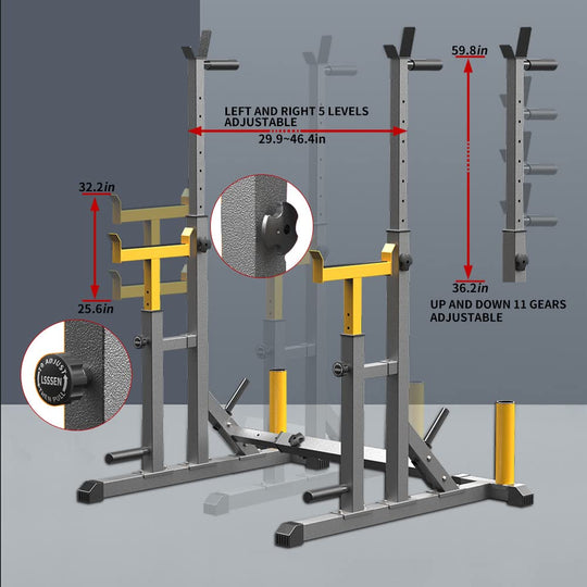 Adjustable Squat Rack for Strength Training &amp; Home Gym Workouts | DreamChaserHQ