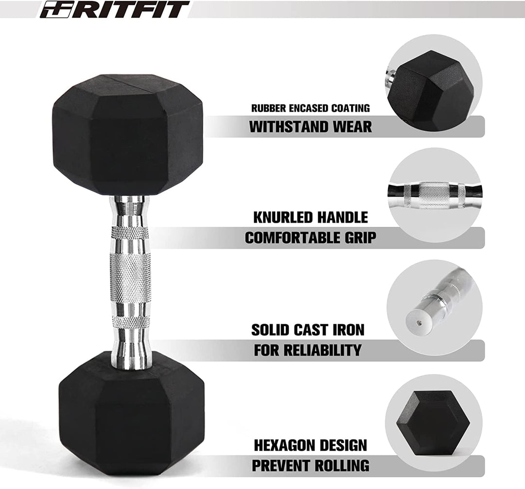 Rubber Hex Dumbbell Set for Full Body Strength Training | DreamChaserHQ