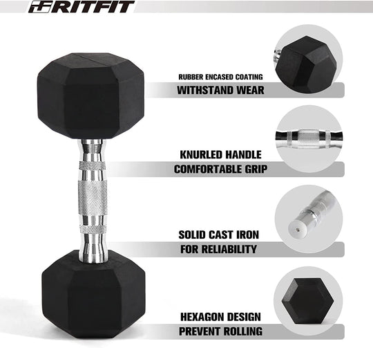 Rubber Hex Dumbbell Set for Full Body Strength Training | DreamChaserHQ