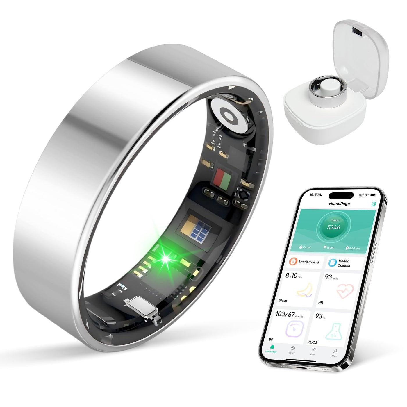 Smart Health Ring for Women & Men Fitness Tracker with Heart Rate, Blood Pressure,Blood Oxygen,Step Counting, Sleep Monitoring,IP68 Waterproof for iPhone and Android, No Subscription Fee (Black, 9) - Dreamchaser Headquarters
