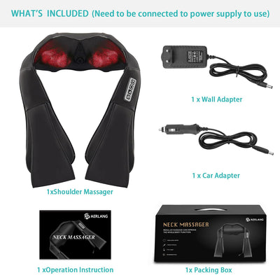 AERLANG heated shoulder massager in use, showcasing its deep tissue massage capabilities.