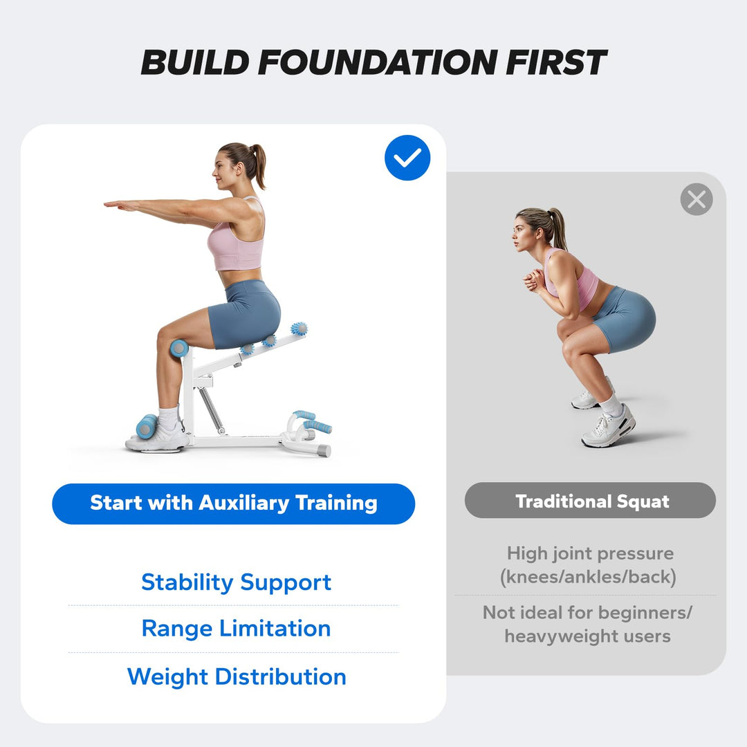 MERACH Deep Squat Machine for Women, Adjustable Glutes Trainer Machine, Core &amp; Leg Exercise, Push Up Workout Equipment at Home Gym(Blue) - Dreamchaser Headquarters