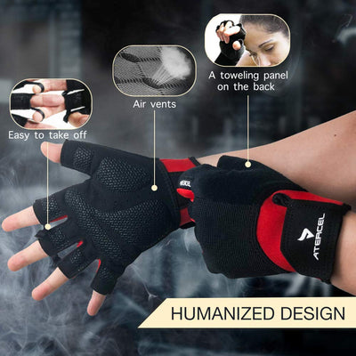 Detail of ATERCEL Gloves for weight lifting, emphasizing ergonomic design for workout enthusiasts.
