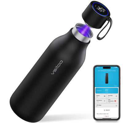 VSITOO 33 oz Smart Self-Cleaning Water Bottle,Stainless Steel Vacuum Flask,BPA-Free, One-Touch Clean,30-Day Battery, Magnetic Charging,Portable Bottle for Travel,Gym or Office,Black - Dreamchaser Headquarters