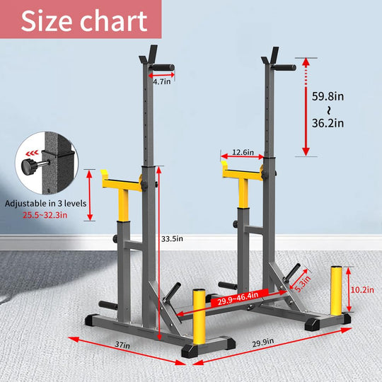 Adjustable Squat Rack for Strength Training &amp; Home Gym Workouts | DreamChaserHQ