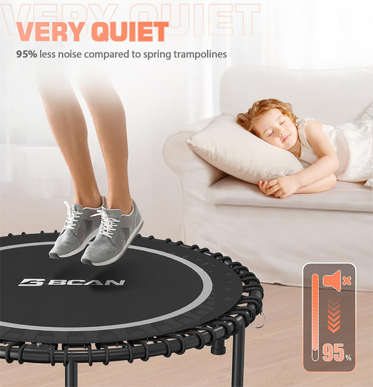 BCAN 40" Fitness Trampoline With Handle - Adjustable Foam, 450 LBS Capacity, Portable &amp; Quiet - Green - Dreamchaser Headquarters