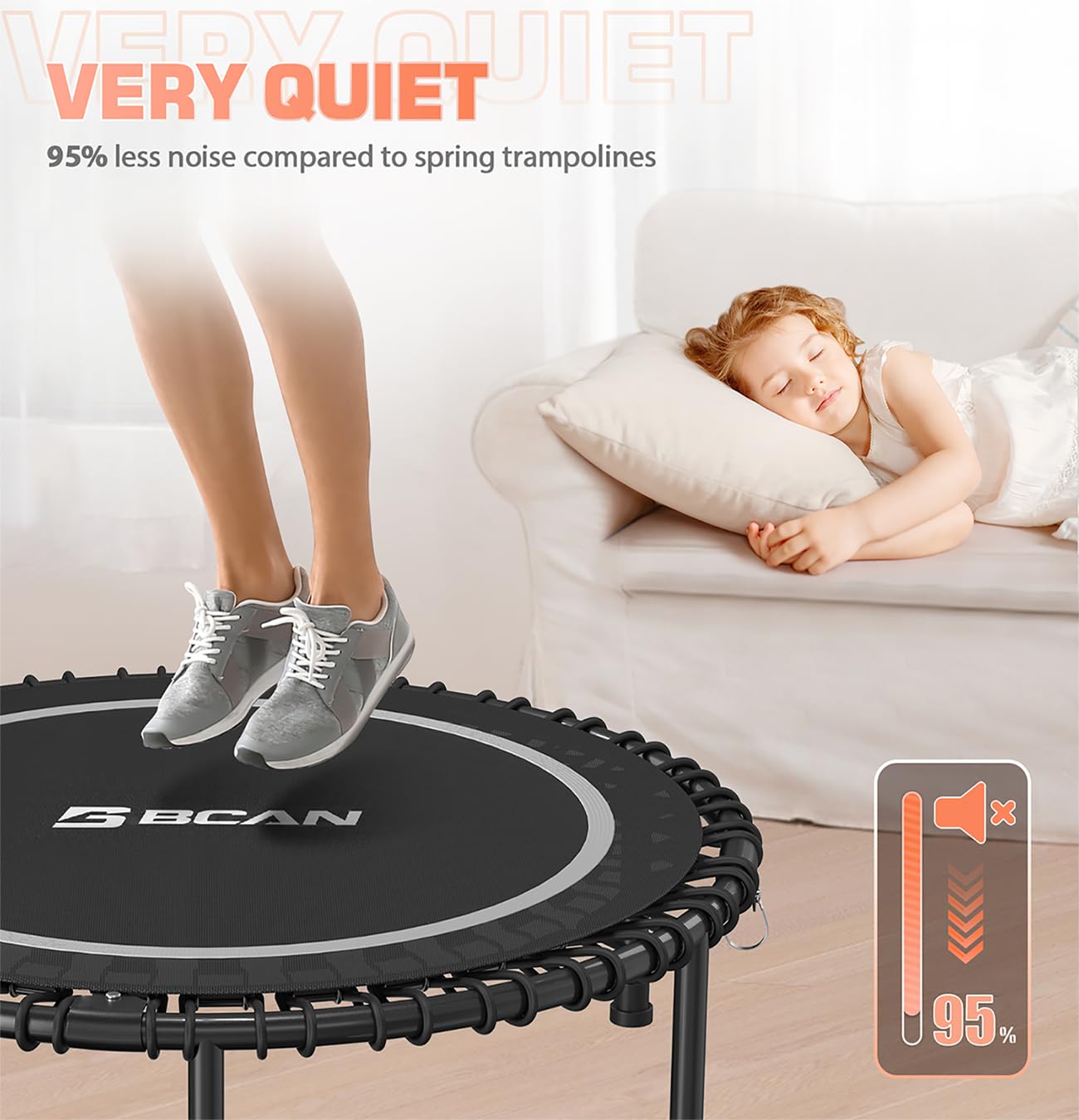 BCAN 40" Fitness Trampoline With Handle - Adjustable Foam, 450 LBS Capacity, Portable & Quiet - Green - Dreamchaser Headquarters