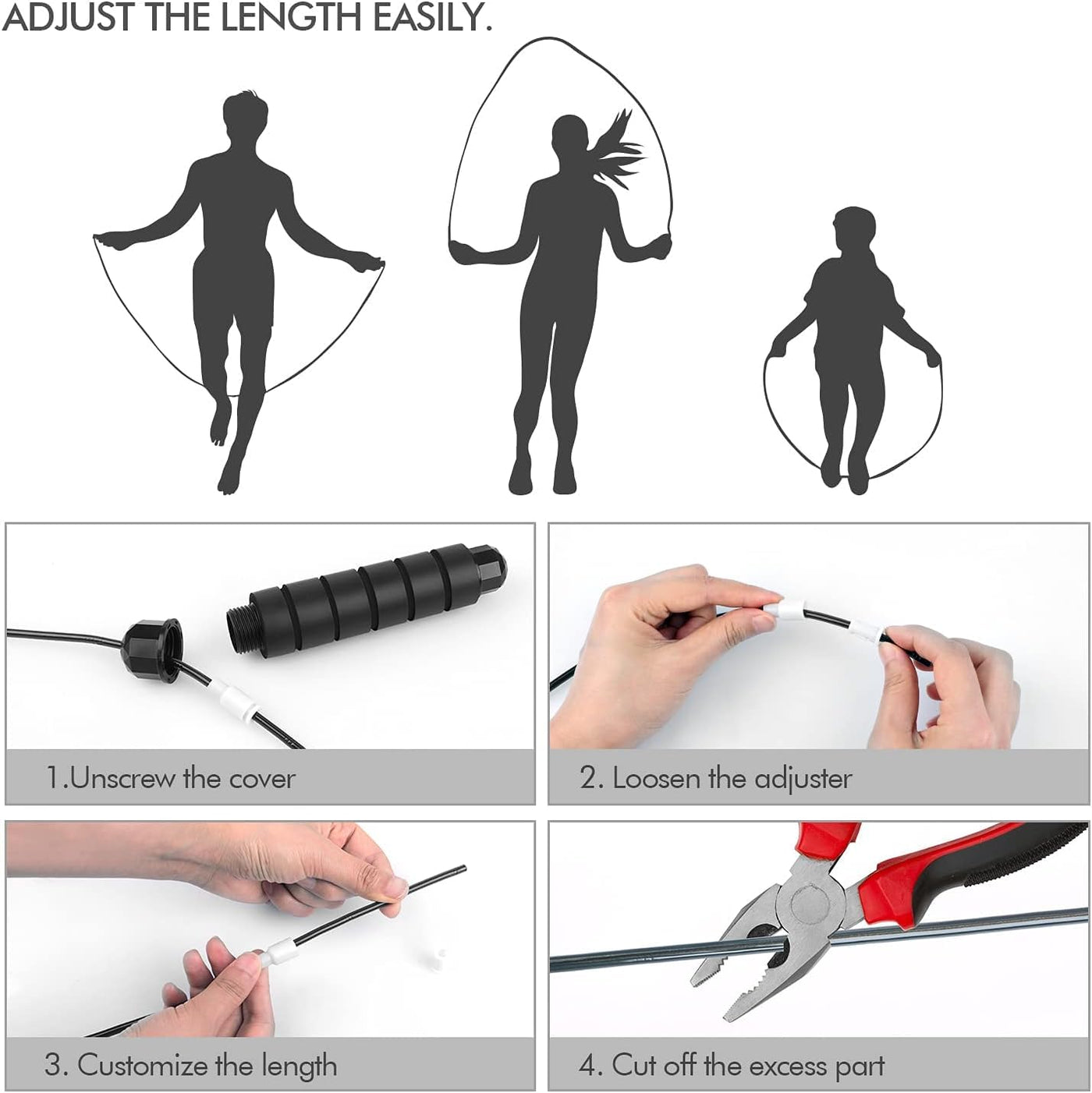 Dynamic shot of a user skipping with a tangle-free jump rope, illustrating effective cardiovascular training.