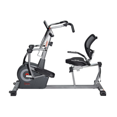 Sunny Health & Fitness Electromagnetic Recumbent Cross Trainer Exercise Elliptical Bike w/Arm Exercisers, Easy Access Seat & Exclusive SunnyFit® App Enhanced Bluetooth Connectivity - SF-RBE4886SMART