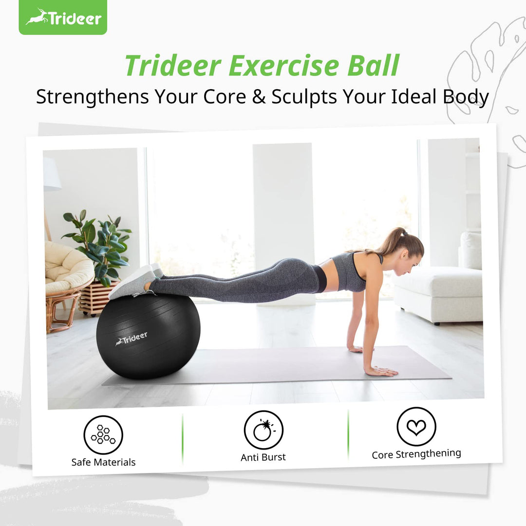 Trideer Yoga Ball displayed with friendly home decor creating a warm atmosphere for therapy and exercise.