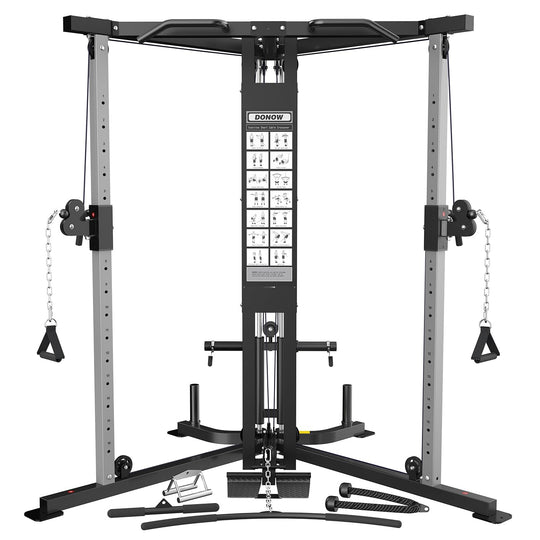 DONOW Cable Crossover Machine, Cable Fly Machine Home Gym System Workout Station with Dual Pulley System Pull-Up Bar Cable Bar and LAT Pull Down System (DN-5011) - Dreamchaser Headquarters