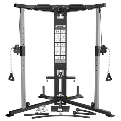 DONOW Cable Crossover Machine, Cable Fly Machine Home Gym System Workout Station with Dual Pulley System Pull-Up Bar Cable Bar and LAT Pull Down System (DN-5011) - Dreamchaser Headquarters