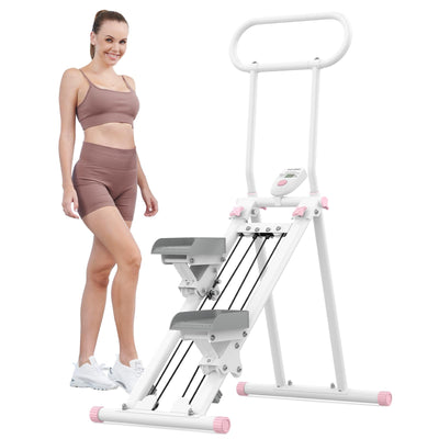 Before and after images showing results from using the HXD-ERGO vertical climber machine for fitness.