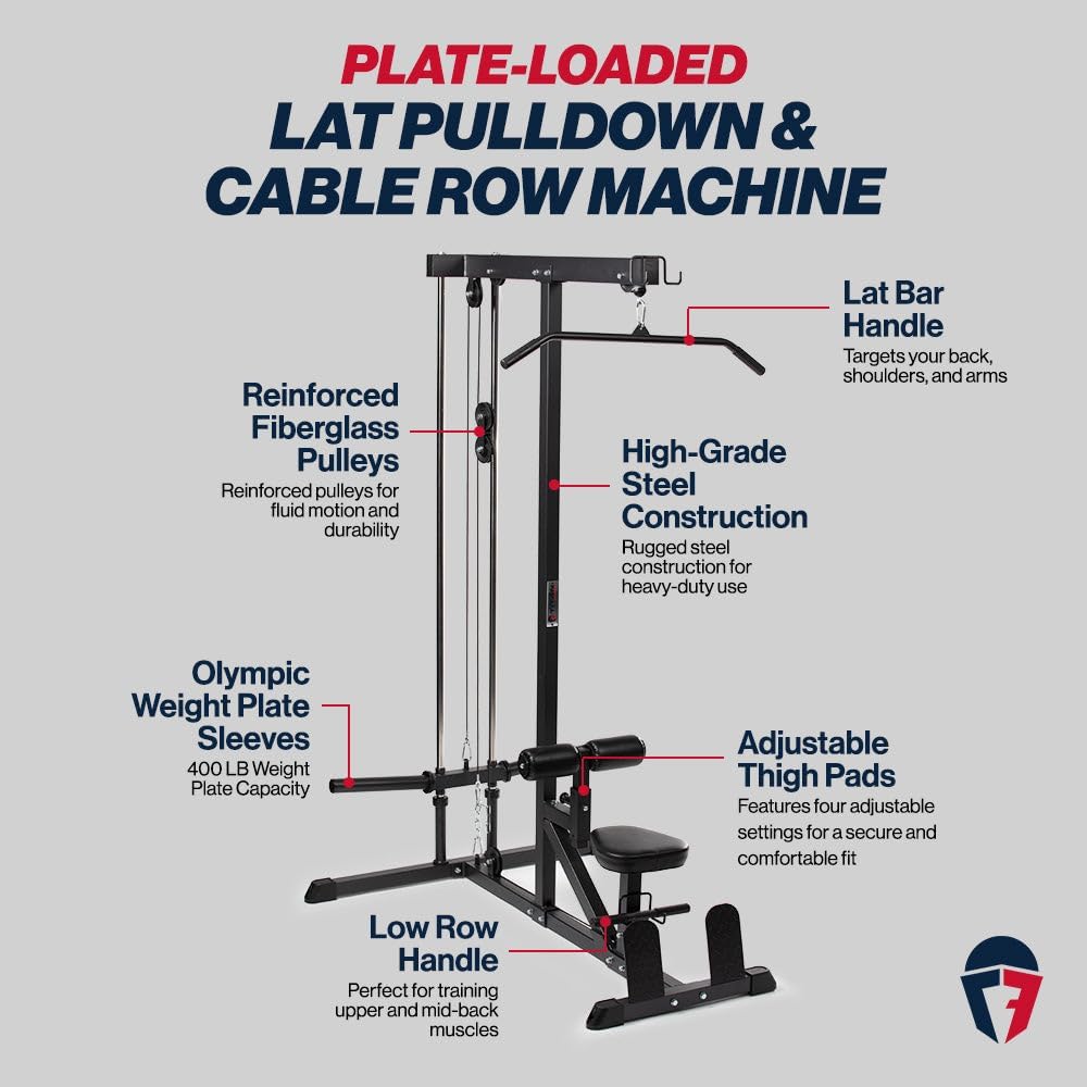Titan Fitness Plate-Loaded LAT Tower for Back, Shoulder &amp; Upper Body Strength Training | 400LB Cable Pulldown &amp; Low Row Machine | DreamchaserHQ